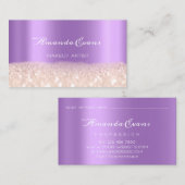 Roos Paarse Glitter Makeup Artist Event Planner Afsprakenkaartje (Voorkant / Achterkant)