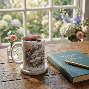 Roos paisley bloemstuk gepersonaliseerd tweekleurige koffiemok