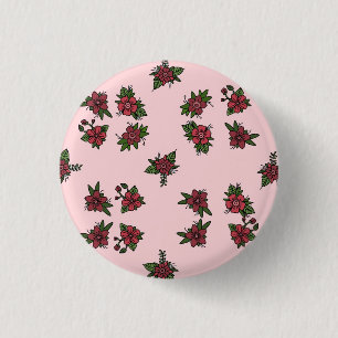 Roos patronen, leuke kleine roze en rode ontwerp ronde button 3,2 cm