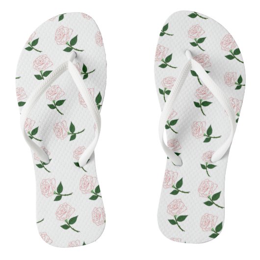Roos Patroon Witte teenslippers (Voetbed)