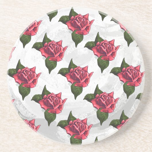 Roos Patroon Zandsteen Onderzetter (Voorkant)