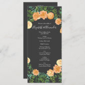  Roos Peach bruiloft met Charcoal Grey Menu (Voorkant / Achterkant)