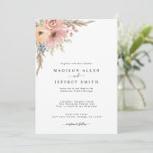  Roos Peach Floral Wedding Aankondiging (Staand voorkant)