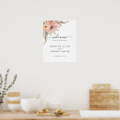  Roos Peach Floral Welcome Sign Poster (Keuken)