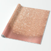 Roos Peach Makeup Confetti Glitter Beauty Copper Cadeaupapier (Uitgerold)