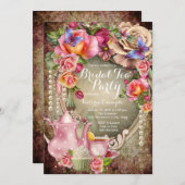 Roos Pearl Bridal Tea Party Kaart (Voorkant / Achterkant)