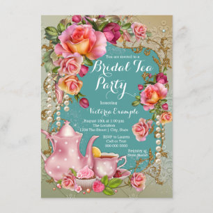 Roos Pearl Bridal Tea Party Kaart