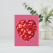 Roos Petal Heart Briefkaart (Staand voorkant)