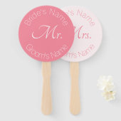 Roos Pink Elegant Bride en bruidegom Mr. Mrs. Wedd Handwaaier (Voorkant en achterkant)