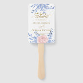 Roos - Pink Floral Gold Minimal Dusty Blue Wedding Handwaaier (Achterkant)