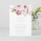Roos Pink Floral Waterverf bruiloft Kaart (Staand voorkant)