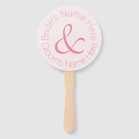 Roos Pink Simply Elegant bruid en bruidegom bruilo Handwaaier (Achterkant)