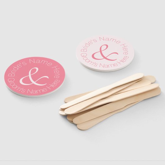 Roos Pink Simply Elegant bruid en bruidegom bruilo Handwaaier (Niet-gemonteerd)