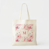 Roos Pioenrozen Aangepaste Monogram Tote Bag (Voorkant)