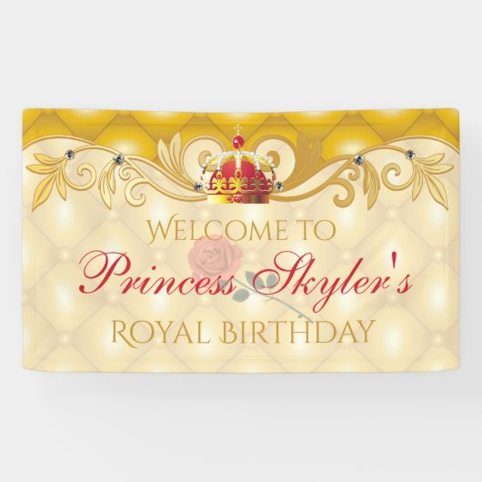  Roos, prinses Birthday Banner (Horizontaal)