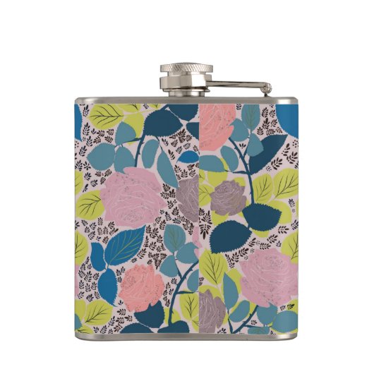 Roos Print Vinyl verpakte kolf Heupfles (Achterkant)