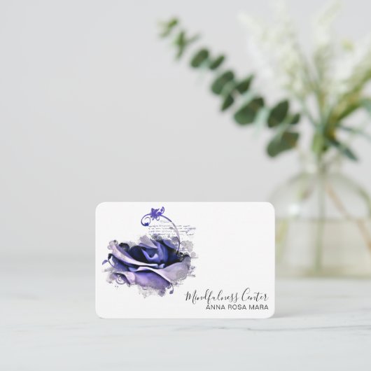 *~* ROOS QR Meditation Reiki Yoga Floral Flower Visitekaartje (Staand voorkant)
