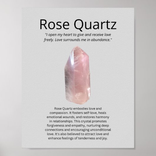Roos Quartz Crystal Betekenis Poster (Voorkant)