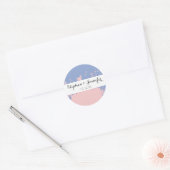 Roos Quartz en Serenity Blue Paint Strokes Ronde Sticker (Envelop)