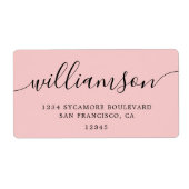 Roos Quartz Pink Script Family Retouradres Etiket (Voorkant)