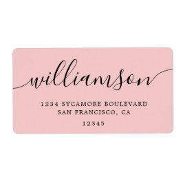 Roos Quartz Pink Script Family Retouradres Etiket