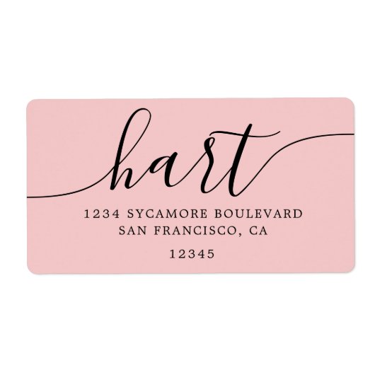 Roos Quartz Pink Script Family Retouradres Etiket (Voorkant)