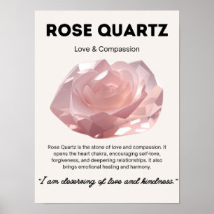Roos Quartz Stone Crystal Betekenis Poster