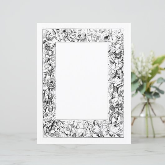 Roos rand briefpapier (Staand voorkant)