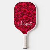 Roos Red Roses Elegant Script Floral Aangepaste na Pickleball Paddle (Achterkant)