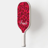 Roos Red Roses Elegant Script Floral Aangepaste na Pickleball Paddle (Links)