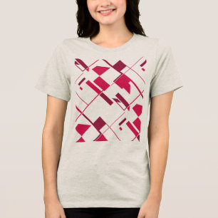 Roos Rode Bourgogne Crisscross Abstracte kunst Pri Tri-Blend Shirt