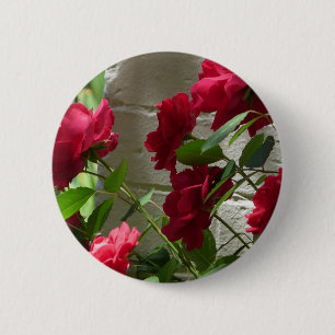 roos, rode roos ronde button 5,7 cm