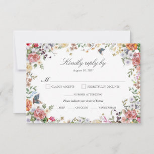 Roos Romantic Elegant Floral Waterverf RSV RSVP Kaartje