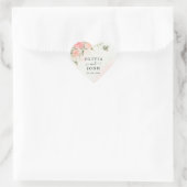 Roos Romantische Waterverf Wedding Pink Floral Hart Sticker (Tas)