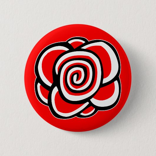 Roos Ronde Button 5,7 Cm (Voorkant)