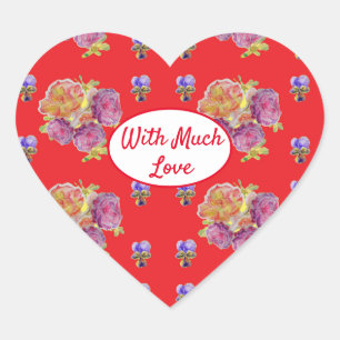 Roos Rood Bloemen Rozen  Tuin Retro Liefde Hart Sticker