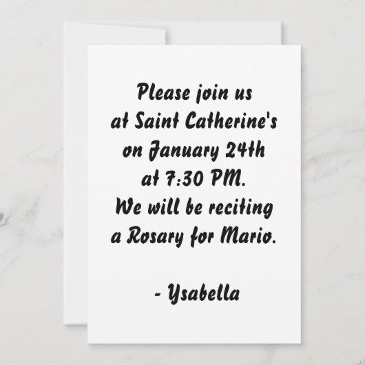 Roos Rosary Invite Kaart (Achterkant)