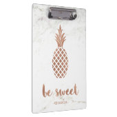 Roos Roze ananas op witte marmer | Wees zoet Klembord (Rechts)