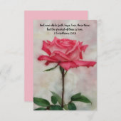 Roos Roze Bloem Geloof Bijbelvers Notitie Kaart (Voorkant / Achterkant)