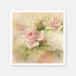 Roos roze  bloem servetten