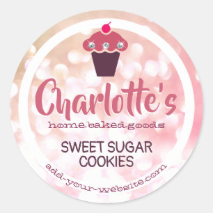 Roos Roze Blush Ombre Glitter Cupcake Babel label