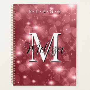 Roos Roze Bokeh Modern Monogram Sparkle Planner