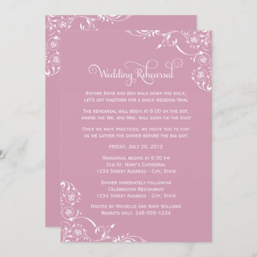 Roos - Roze bruiloft - repetitie en binnenste Kaart (Voorkant / Achterkant)