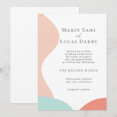 Roos Roze cyaan Abstract hedendaags huwelijk Kaart (Voorkant / Achterkant)