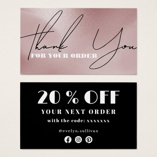roos roze dank je korting visitekaartje (Voorkant /achterkant)
