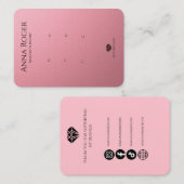 roos roze Drie Oorbel Display Kaart Visitekaartje (Voorkant / Achterkant)