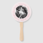 Roos Roze Elegant Bruid en bruidegom Foto Bruiloft Handwaaier (Achterkant)