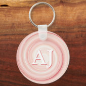 Roos Roze en Coral Spiral Modern Initiaal Monogram Sleutelhanger (Voorkant)