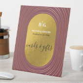 Roos roze en gouden moderne baardkaarten reclamebord met voetstuk (Insitu)