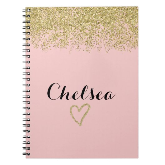 Roos Roze en goudglitter Cascade Multomap Notitieboek (Voorkant)